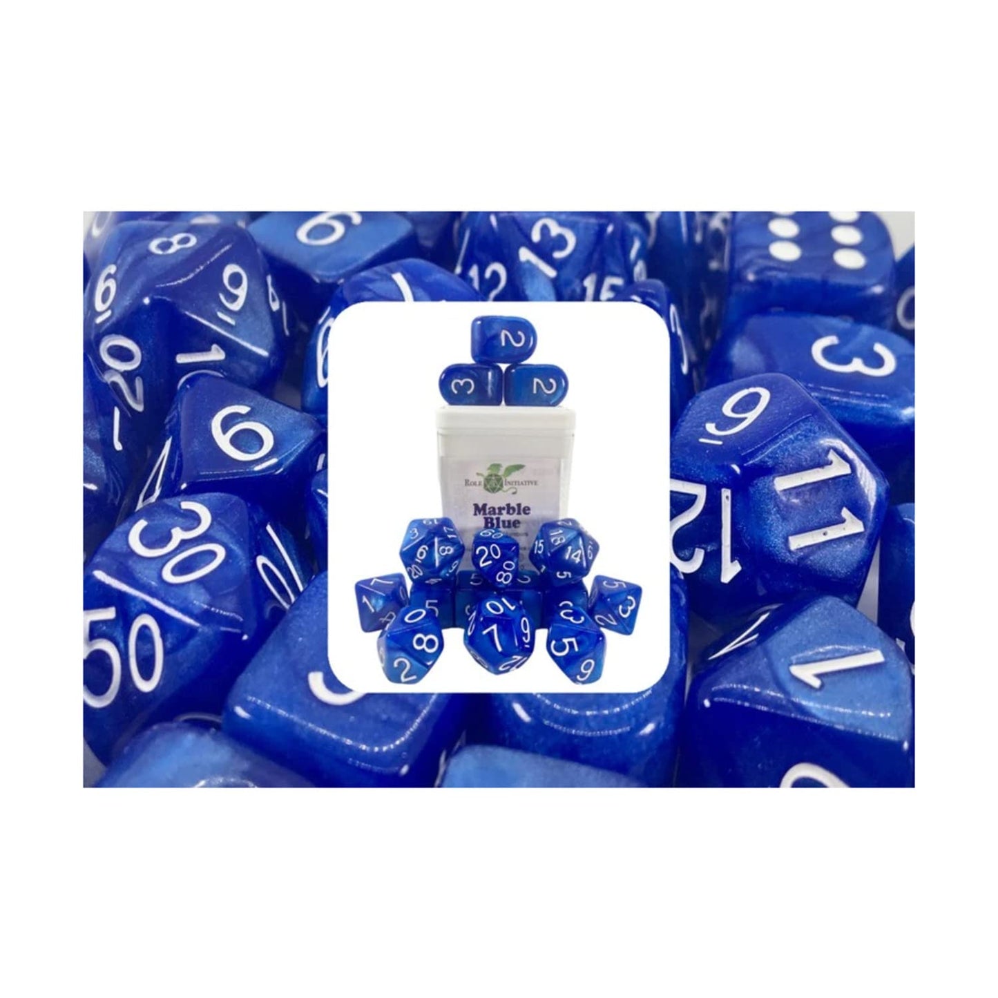 Role 4 Initiative Poly Set Marble Blue W/White, Arch'D4 (15)