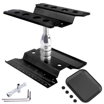 RC Car Work Stand Aluminum Repair Workstation 360 Degree Rotation Lift Lower w/Screw Tray Tools for 1/10 1/12 1/16 Scale Traxxas