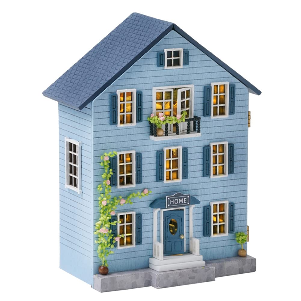 Montidey DIY Miniature Wooden Dollhouse Furniture Kit, 1:24 Scale, LED, One Size, Molan House