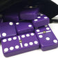 Marion Domino Double 6 Purple Tiles With Spinners, Jumbo Tournament Size In Black Elegant Velvet Bag