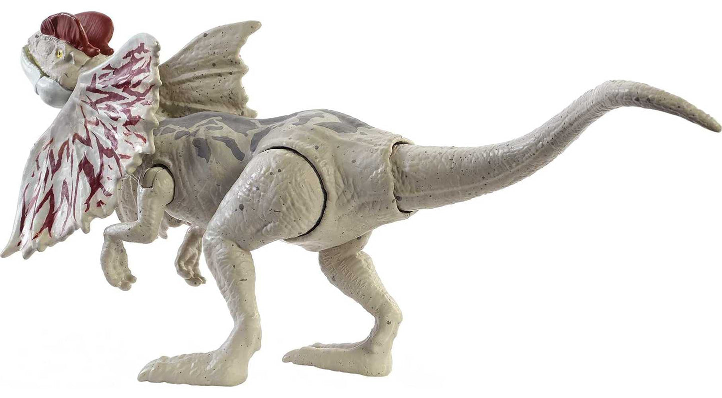 Jurassic World Dilophosaurus Action Figure, 7 Inch, Movable Joints, Realistic Sculpting, Multi-color, Model GWY30, Kids Gift Ages 3+