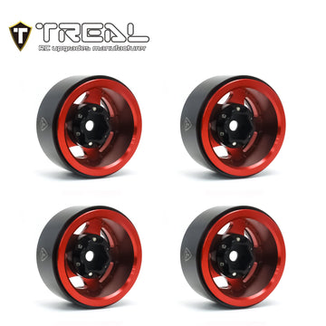 Treal 1.55'' Beadlock Wheels (4P) Aluminum CNC Machined 5-Star Wheels for 1/18 UTB18 and 1/10 RC Crawler Car Axial AX90069 D90 T