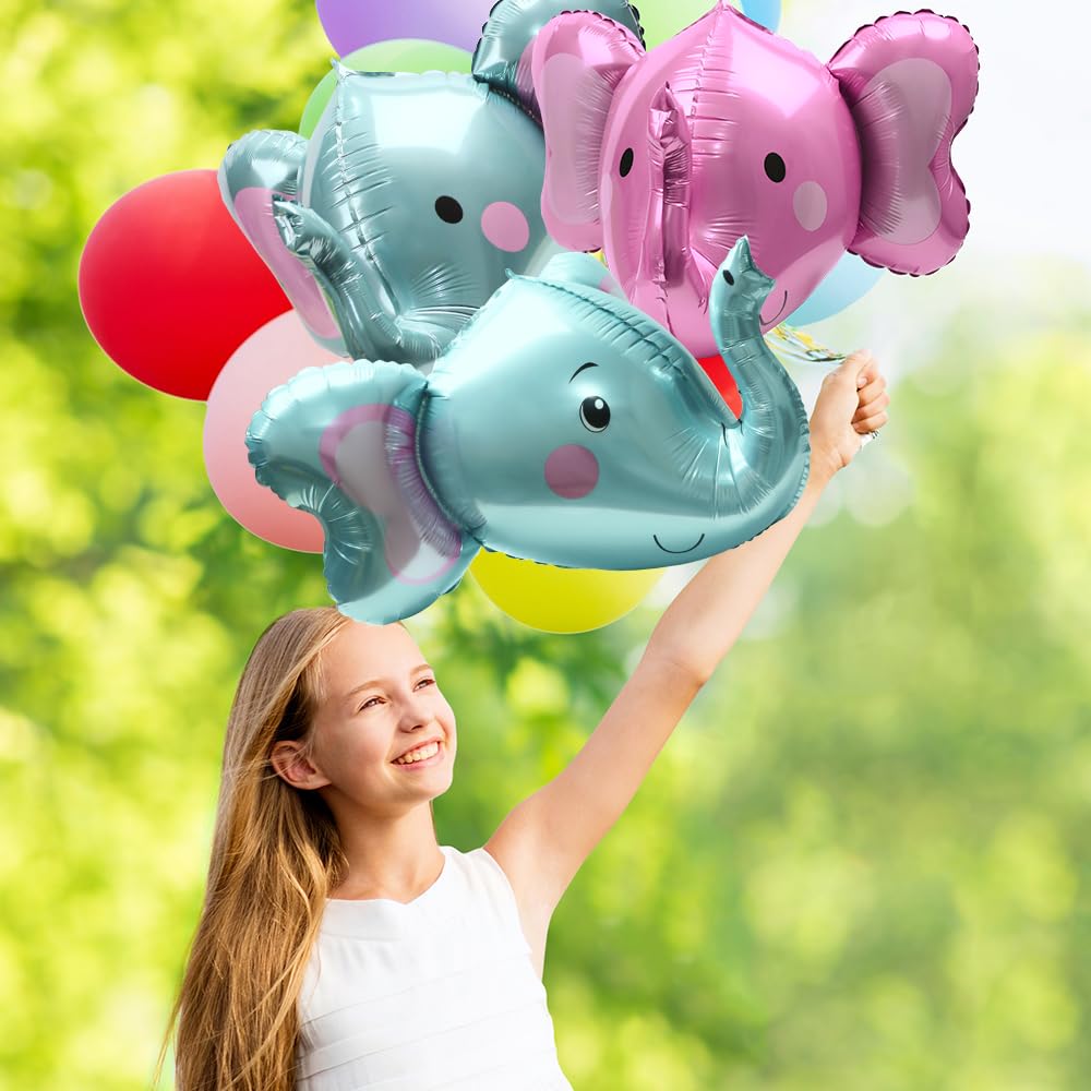 4D Animal Elephant Head Balloons Elephant Balloons For Kids Boys Girls Party Supplies Birthday Decorations Baby Shower, 4 Pack I