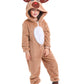 Yolsun Reindeer Costume For Kids Animal Girls Dress Up Flannel Onesie With Hood Christmas Party Role Play Uniform(6-8 Years