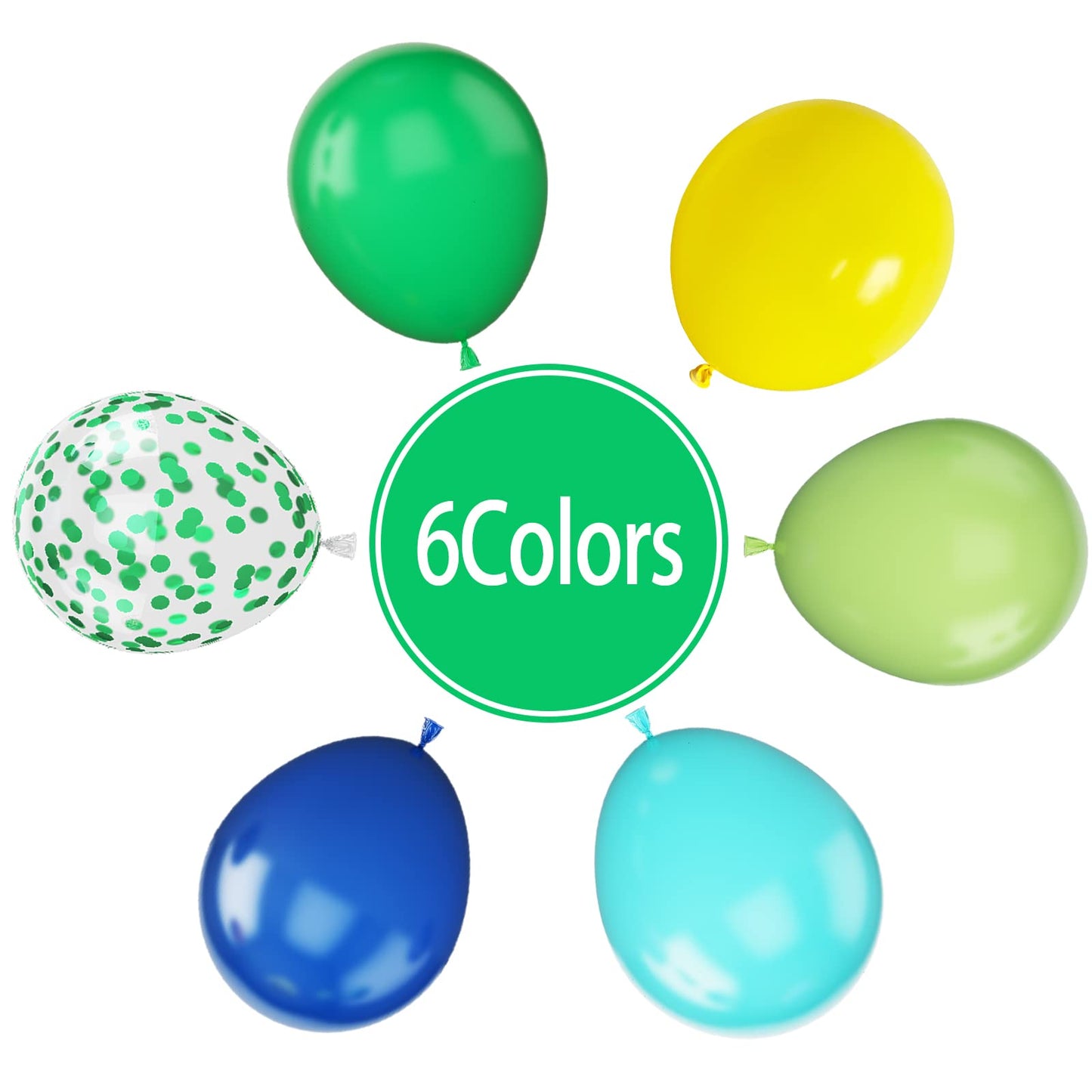 Paready Green And Blue Balloons, 60 Pcs 12 Inch Navy Teal Blue Dark Green Latex Balloons, Teal Yellow Light Green Confetti Ballo