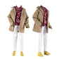 E-Ting 10-Item Trench Coat Pack = 5 Sets Fashion Casual Wear Clothes Outfit +5 Pairs Shoes For Boy Doll Random Style (Khaki Long Jacket Overcoat + Casual Wear Clothes +Swim Trunks)