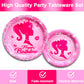 161CT Pink Girl Babe Happy Birthday Party Supplies Babe Head Paper Plates Cups Straw Napkins Spoon Fork knives Tablecloth Hot Pi