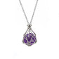Kingdong DND D20 Dice Necklace - Interchangeable Stainless Steel Cage for d&d Dice, Dice Pendant DND Gift for Dungeon Master, D&D Player and RPG Gamer (Purple) -Like New