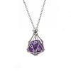 Kingdong DND D20 Dice Necklace - Interchangeable Stainless Steel Cage for d&d Dice, Dice Pendant DND Gift for Dungeon Master, D&D Player and RPG Gamer (Purple) -Like New