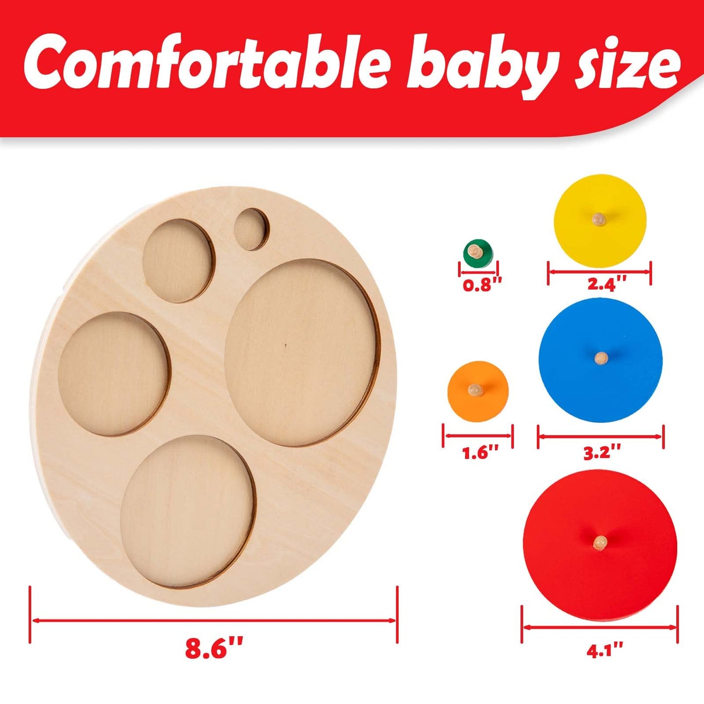 Montessori Toys For 3+ Years Old-Shape Puzzle Board,Wooden Peg Circle Puzzle,Jumbo Knob Puzzles For Baby Games Shape Sorter First Baby Puzzle For Toddler Gift For Boys Girls(Multiple Circle Puzzles)