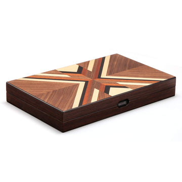 Woodronic 15' Wooden Backgammon Set For Adults, Folding Classic Board Game, Best Strategy Game And Smart Game Of Tactics, Walnut Mahogany Case