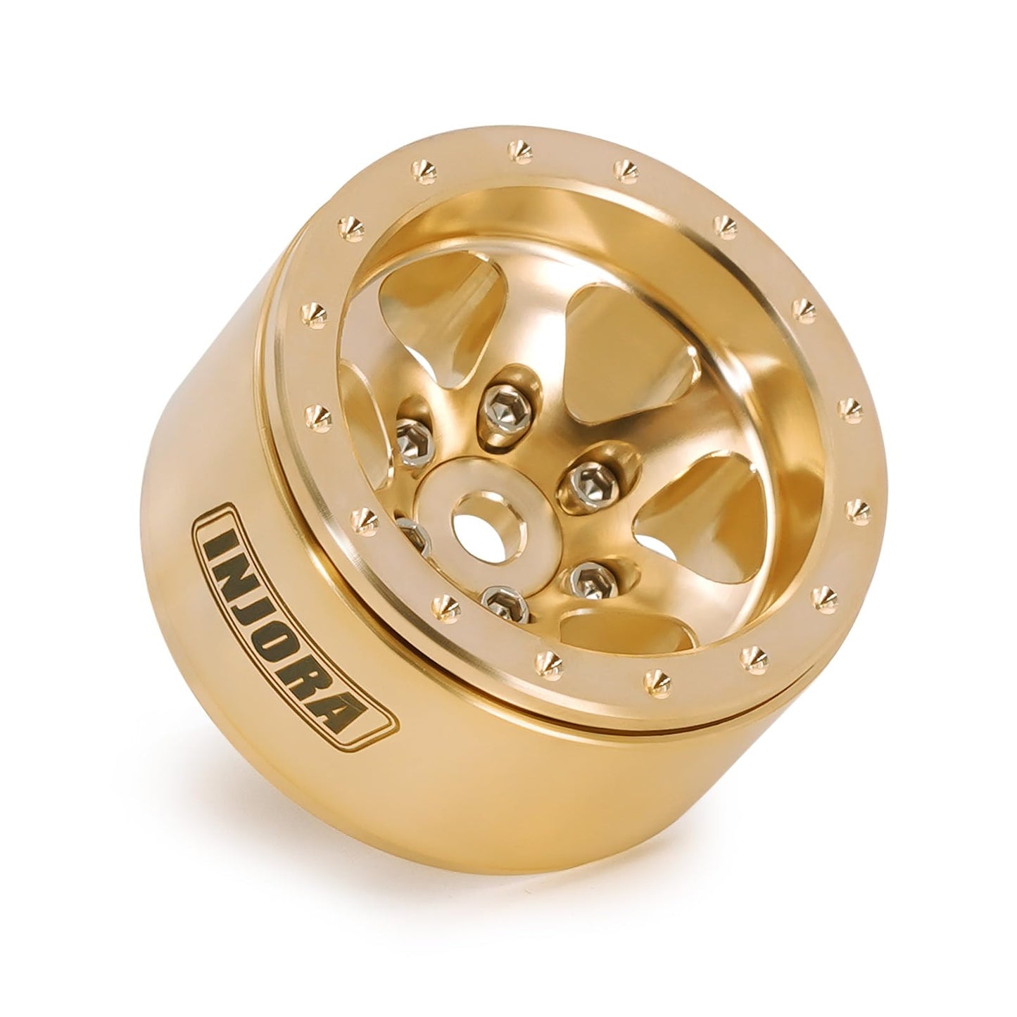INJORA 1.0 Brass Beadlock Wheel -4.7mm Offset Rim for 1/24 1/18 RC Crawler SCX24 FCX24 TRX4M Ascent18 Upgrade(W1011)