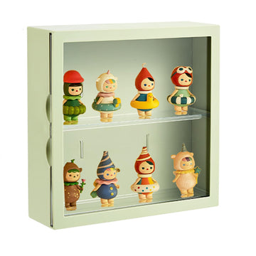 Clear Display Case For Figures, Square Wall-Mounted Doll Storage Box, Adjustable Display Stand With Door Dust And Moisture Proof Suitable For Lego Collectibles Action Figures Pop Mart (Green)