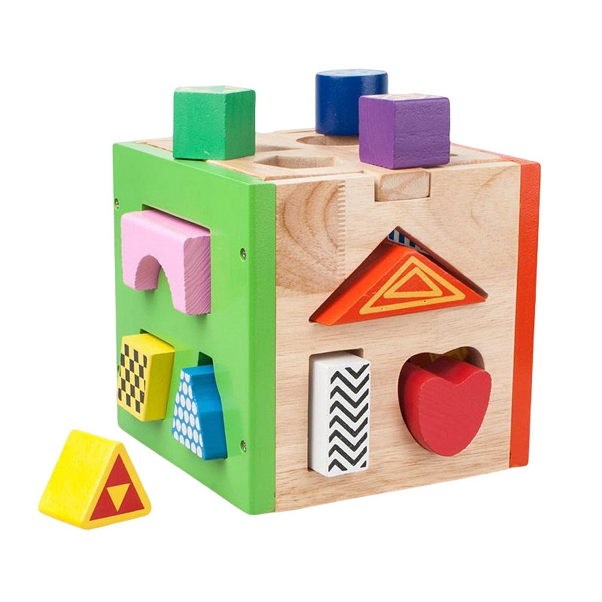 ATORSE Wood Shape Sorting Building Blocks Learning Activity for Educational Toys
