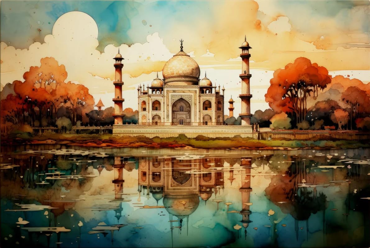 Tulip N Turtle Wah Taj Diy Acrylic Paint By Number Kit For Adults Beginner Canvas Painting By Number Acrylic Painting. Wall Dec