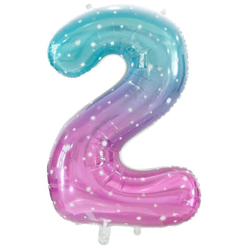 Gifloon Number 2 Balloon Gradient, Large Number Balloons 40 Inch, 2Nd Birthday Balloon Frozen