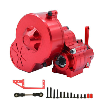 Metal Complete Transmission Cutoff Gearbox with Dig Gear for 1:10 Axial SCX10 AX10 Wraith RC Crawler Car (Red)