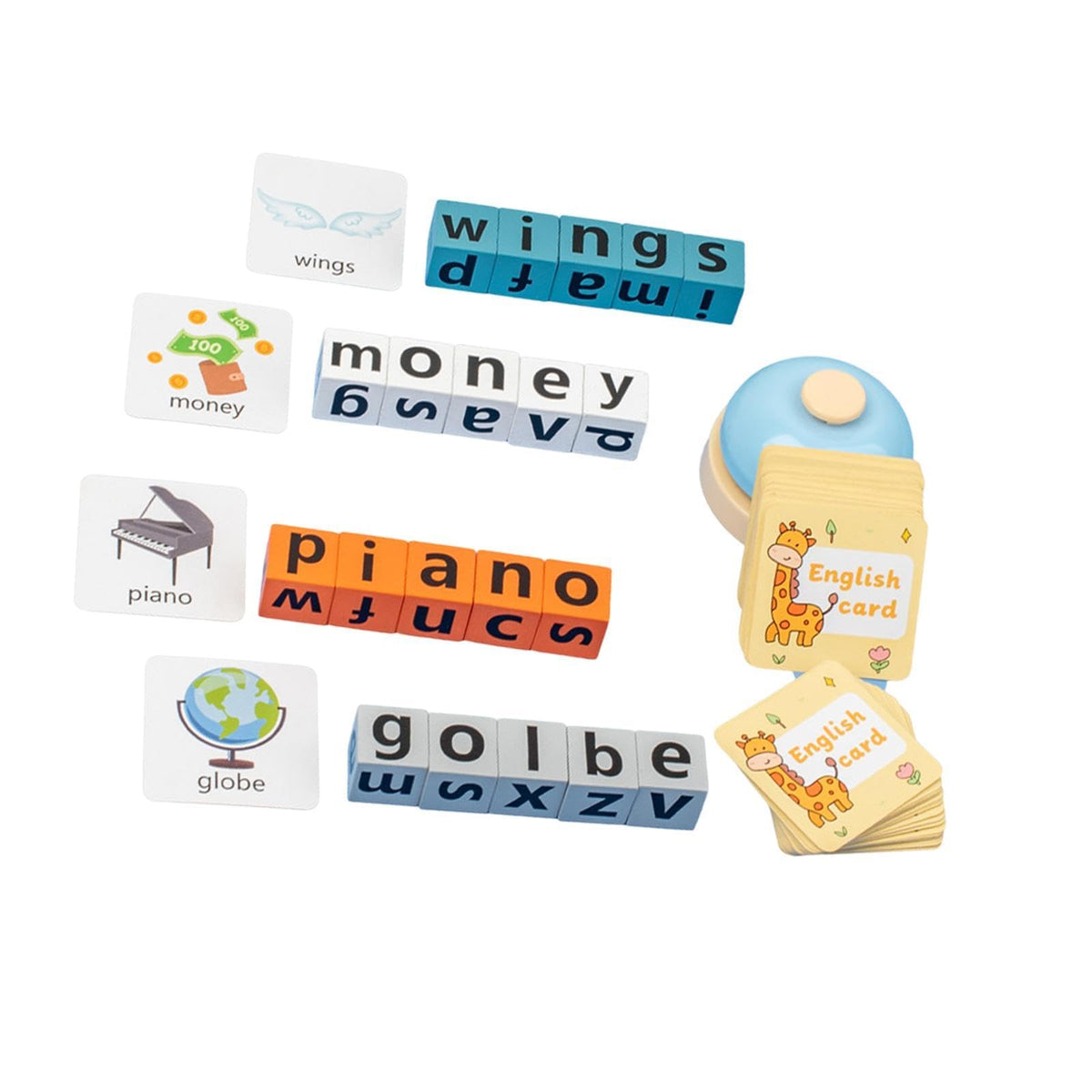 LOOM TREE Wooden Blocks Spelling Game Early Learning Toys for Boys Girls Kids Children with Bell | Toys for Baby | Developmental