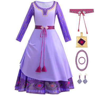 Itvti Wish Asha Costume For Girls Princess Halloween Christmas Dress Purple Cosplay Outfit, 5-6 Years(Tag 130)