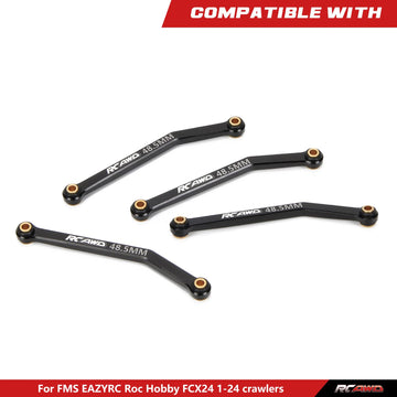 RCAWD RC Linkage for FMS EAZYRC ROC Hobby FCX24 1/24 Crawlers Upgrades Toe Link 48.5mm, Front Rear Tie Rod Parts for #C3028 Blac