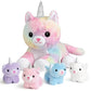 Kmuysl Plush Unicorn Kitty Toys For Girls Ages 3 4 5 6 7 8+ Year - Cat Mommy Stuffed Animal With 4 Baby Kitties In Her Tummy, Animal Stuffed Toys Set, Christmas Valentines Birthday Gifts For Girls