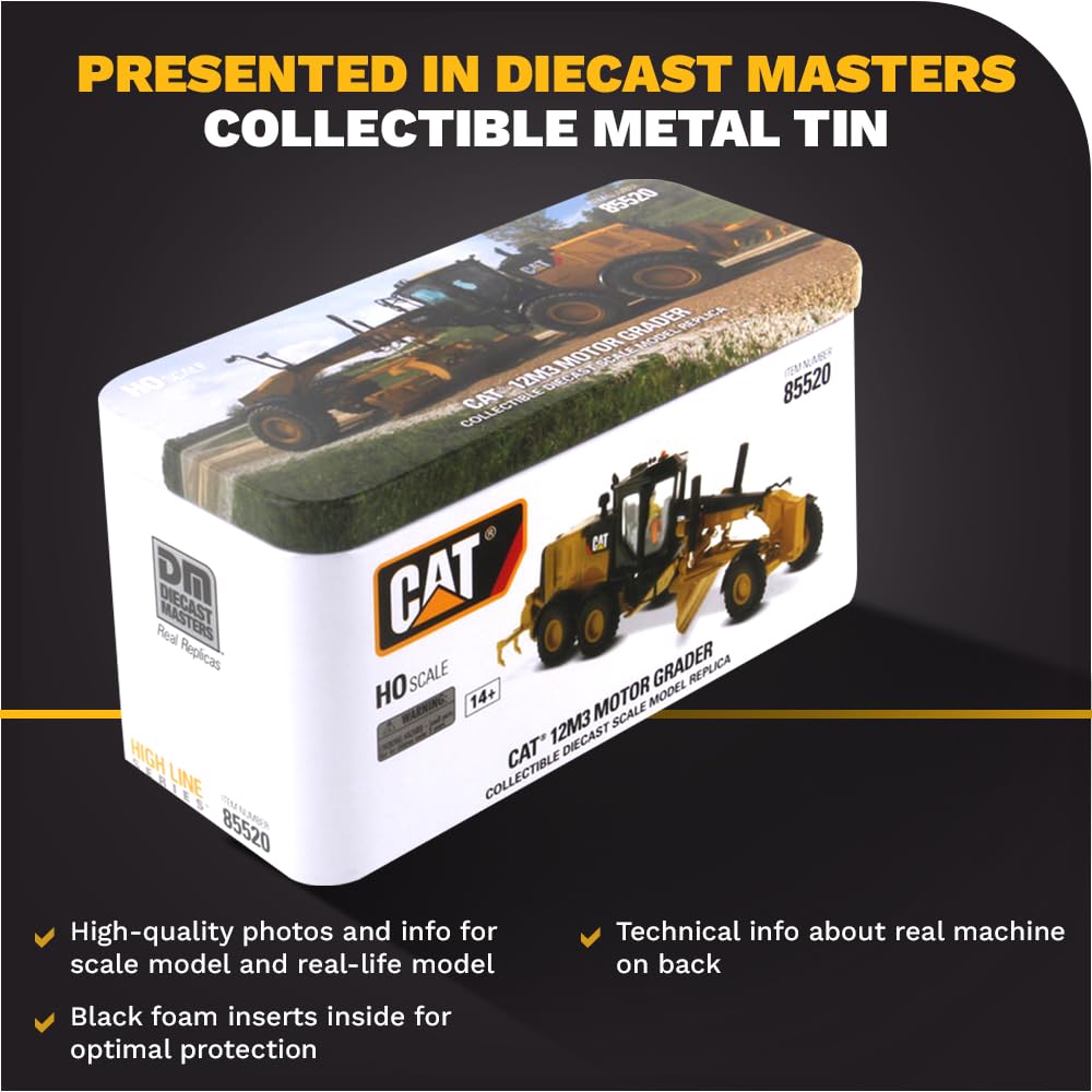 Diecast Masters Caterpillar 12M3 Motor Grader Diecast Vehicle - Yellow, Model DM85520