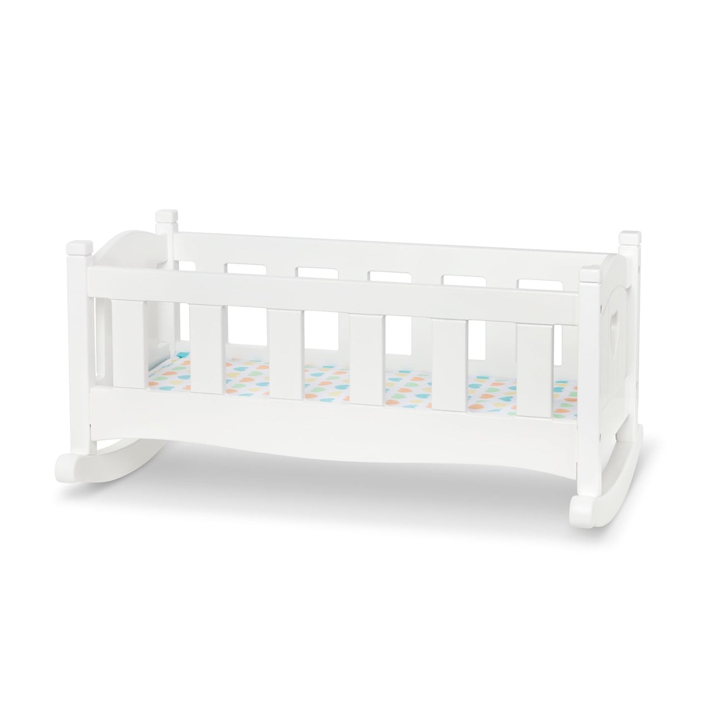 Melissa & Doug Wooden Doll Cradle - White, for Dolls & Stuffed Animals, Model 96566