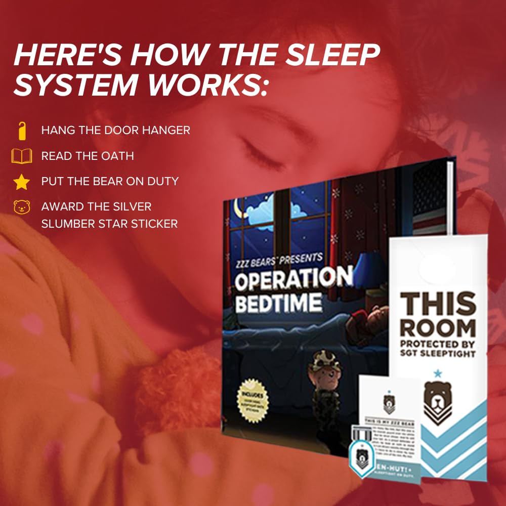 ZZZ Bears SGT Sleeptight Marine Teddy Bear with Storybook & Sleep System, Comforting Gift for Marine Kids, Helps with Bedtime Ro