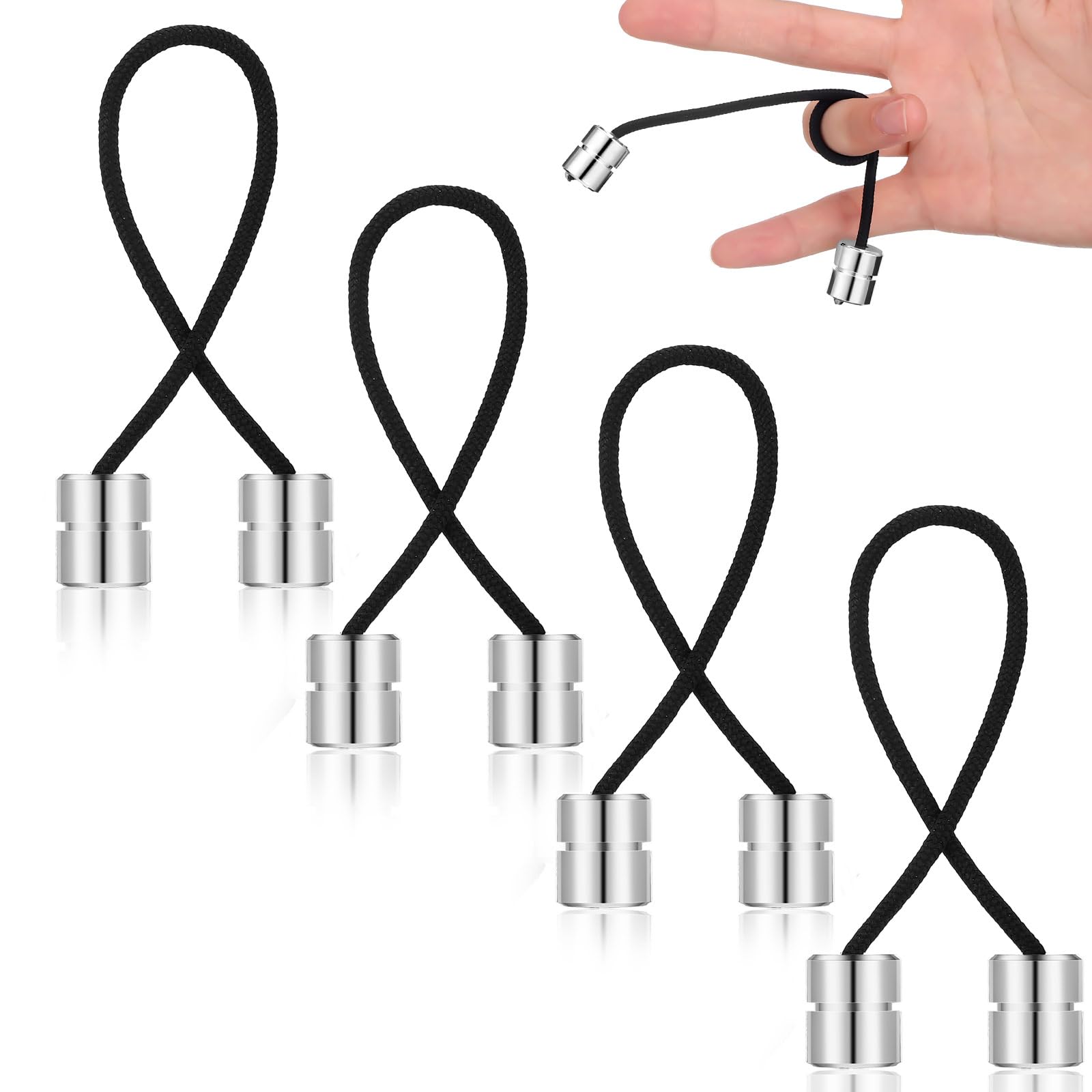 WinnerWhy 4 Pcs Begleri Fidget Beads Toy mature-themeds Metal Anxiety Fidget Spinner Worry Beads Stainless Steel Cylinder Shaped Begleri Toy for mature-themed Men Women Relaxation(Silver)