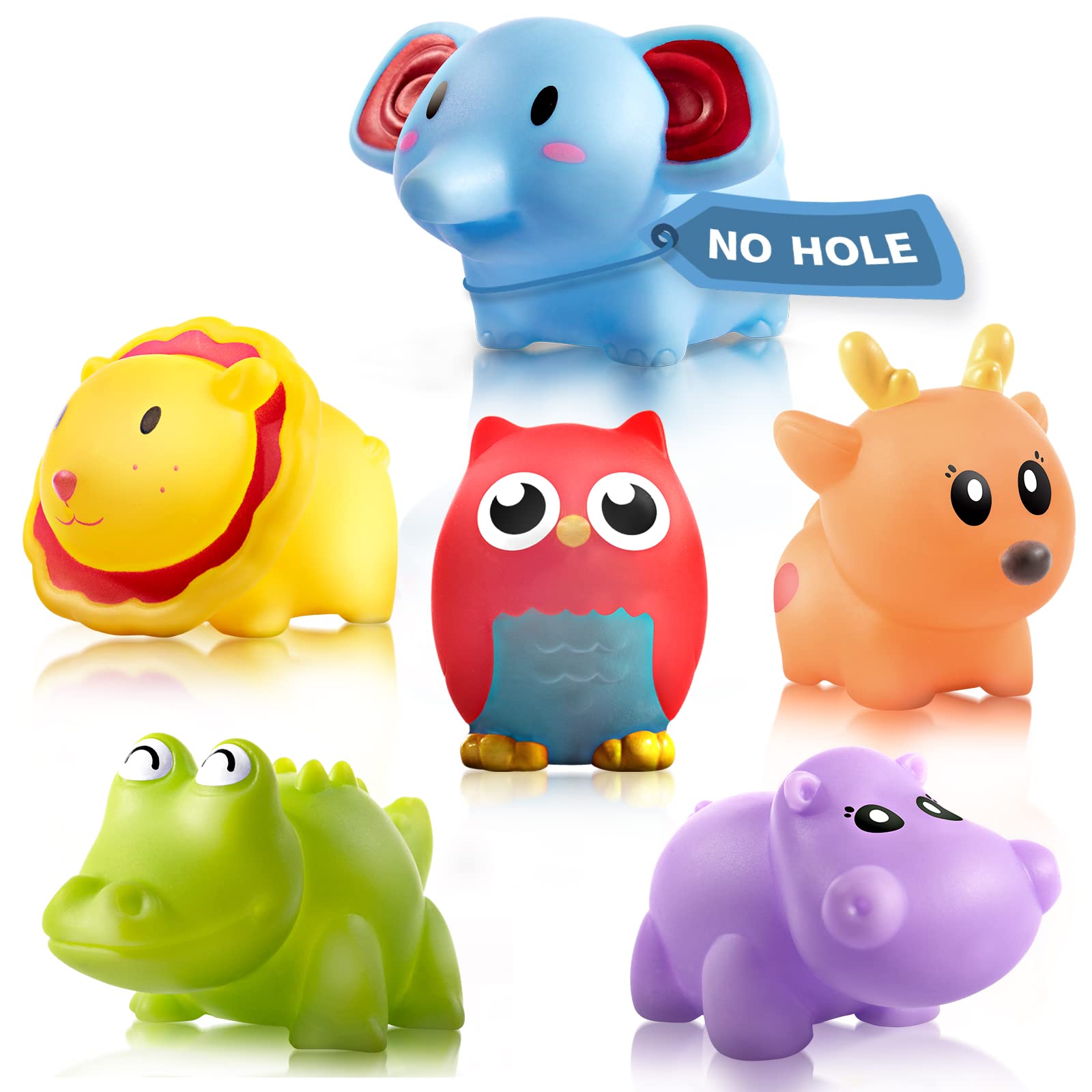 Mold Free Infant Bath Toys For 18 Months - No Hole Animal Bathtub Toys, Baby Bath Tub Toys No Mold (Wild)
