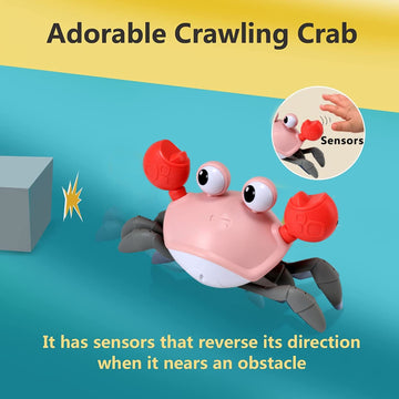 Control Future Baby Girl Toys Tummy Time: Pink Crawling Crab Babies Montessori Toy Learning 36 Months 3 Year Old Birthday Infant