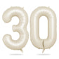 Biapian 40 Inch Cream Number 30 Balloon, 30Th Birthday Balloons, Big Digital 30 Beige White Giant 30 Foil Balloon Helium For Men