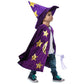 Kids Wizard Witch Cloak With Hat And Wand, Halloween Boys And Girls Cape Costume Props For Cosplay Party Fancy Dress (Purple)