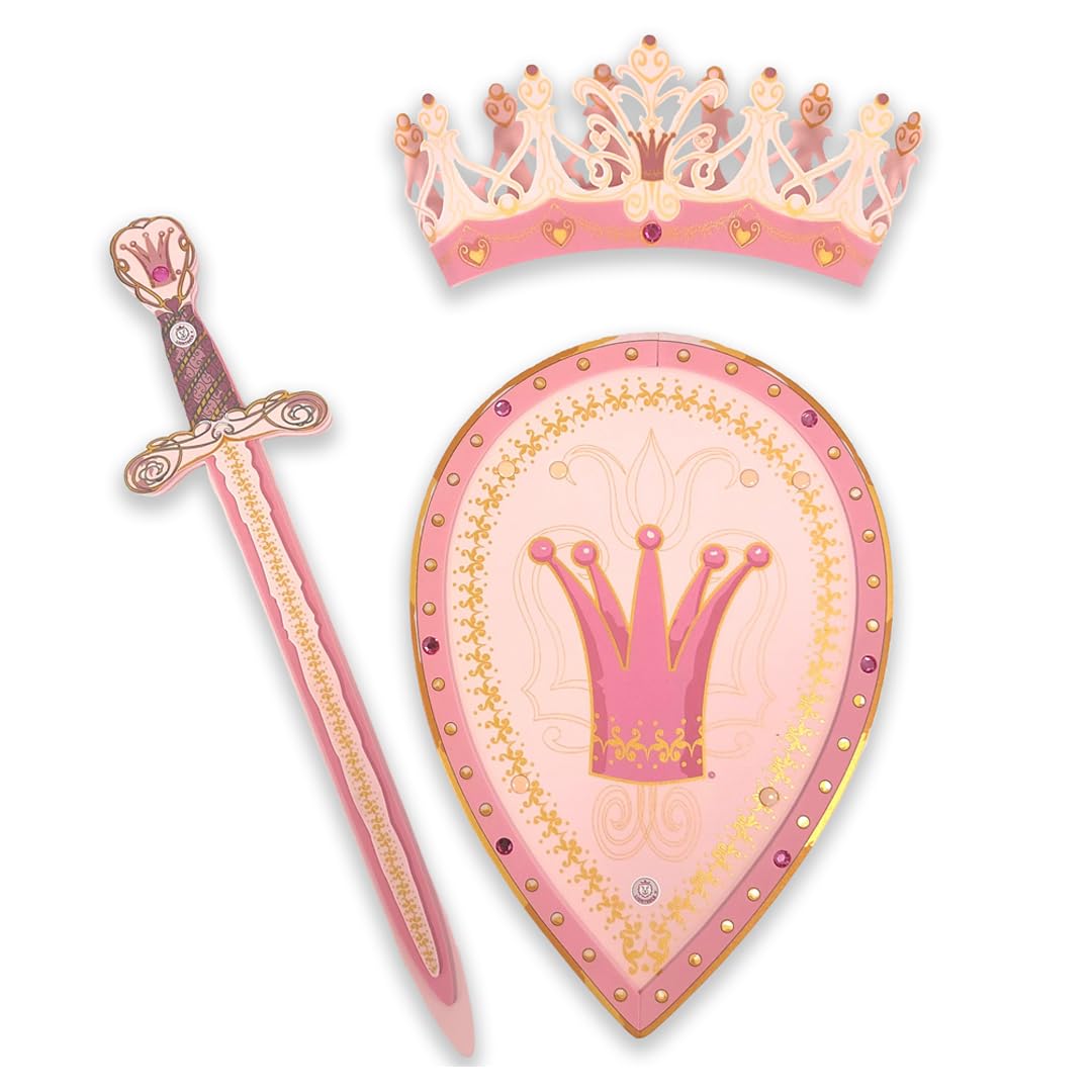 Liontouch - Queen Rosa Toy decorative replica blade  Shield & Crown for Girls - Age 3-8 Years | Medieval Set in Durable & Safe Foam for Pretend Play | Safe  & Battle Accessories for Dress Up & Royal Costumes