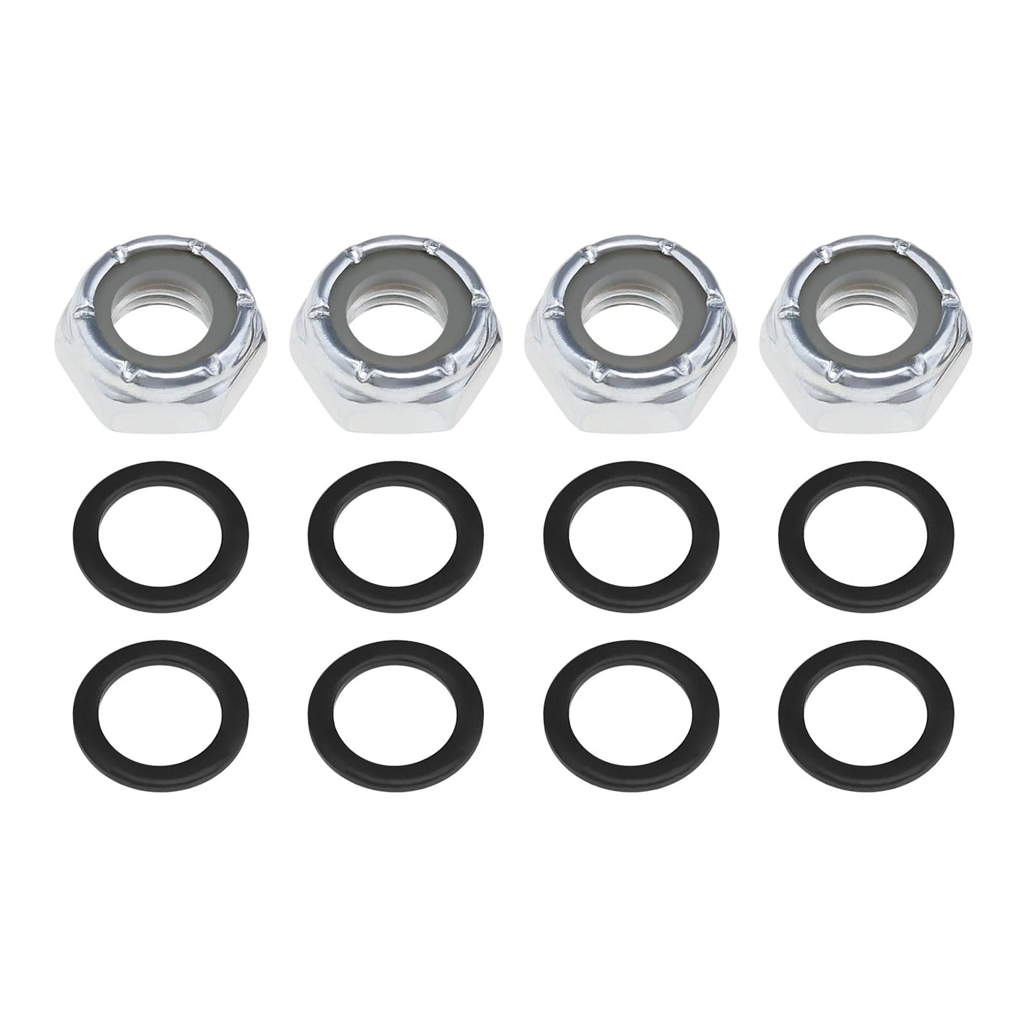 LT Easiyl 8Pcs M8 Skateboard Lock Nuts Set Heavy Duty Skateboard Truck Axle Washers Speed Rings Accessories for Skateboard Silve