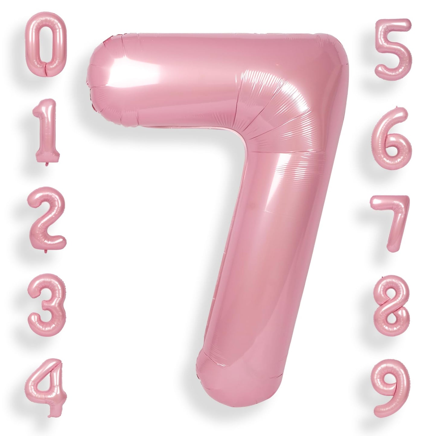 Suwen 40 Inch Pink Large 7 Number Balloons Big Foil Helium Number Balloons 0-9 Jumbo Happy 7Th Mylar Birthday Party Decorations