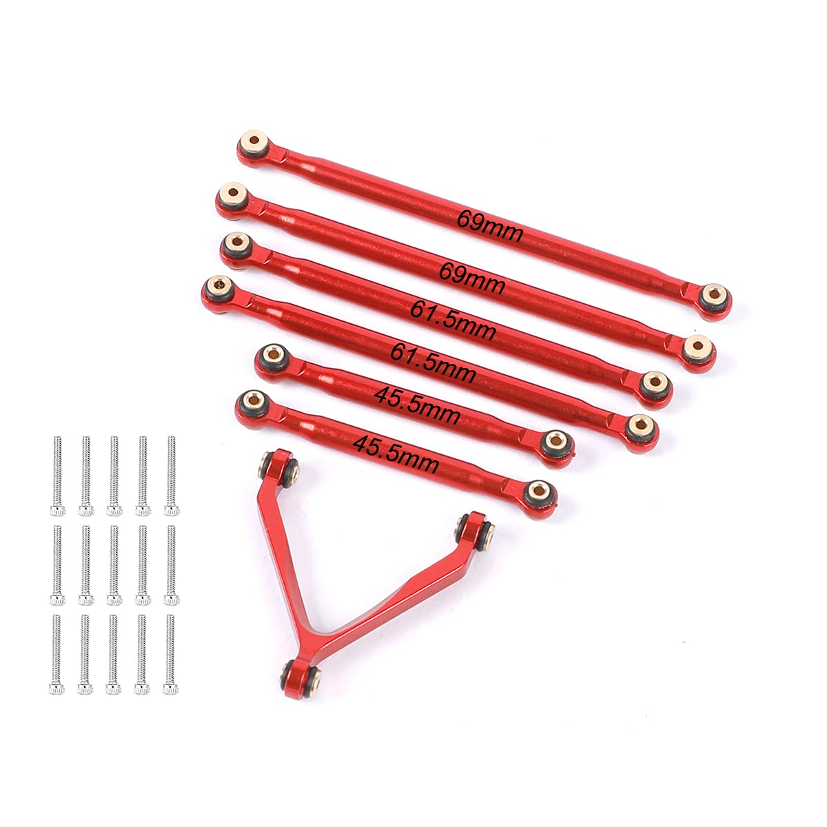 RZXYLRC Aluminum Alloy Rod Link Suspension Linkage Kit for 1/24 RC Crawler Car SCX24 Deadbolt AXI90081 AXI00004 Upgrades (Red)