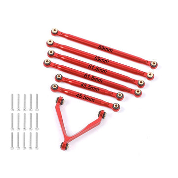 RZXYLRC Aluminum Alloy Rod Link Suspension Linkage Kit for 1/24 RC Crawler Car SCX24 Deadbolt AXI90081 AXI00004 Upgrades (Red)