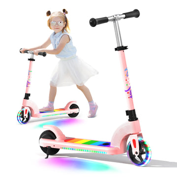 Anhao Electric Scooter For Kids Ages 6-12(Mainly 6-10), Adjustable Handlebar And Speed, Anti-Slip Deck, Flash Wheel, Toddler Sco