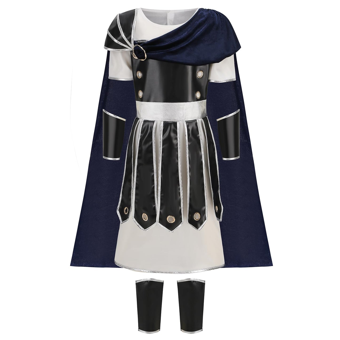 HAPNBCELE Roman Soldier Costume Kids Boys Knight Viking Gladiator Medieval Renaissance Dress up Halloween Party Role Play (Blue-