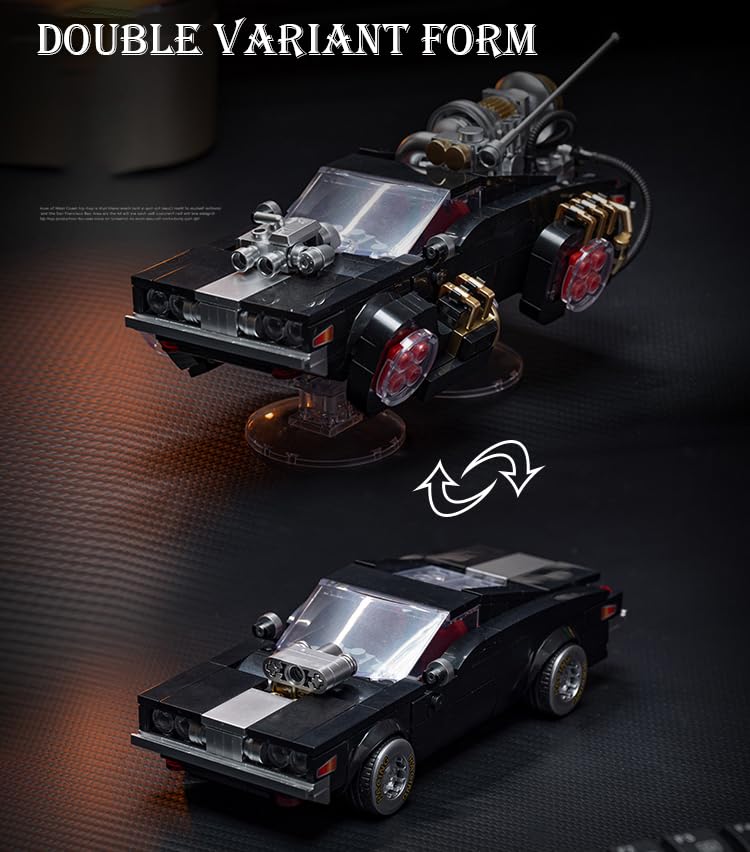 dOMOb Silver Wing Cyclone Chevy Car Building Kit - 589 pcs Building Blocks Set w/Container Display Box - Modular Scale 1:24 Mode