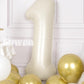 Suwen 40 Inch Cream White Large 1 Balloon Numbers Big Foil Helium Number Balloons 0-9 Jumbo Happy 1St Mylar Birthday Party Decor