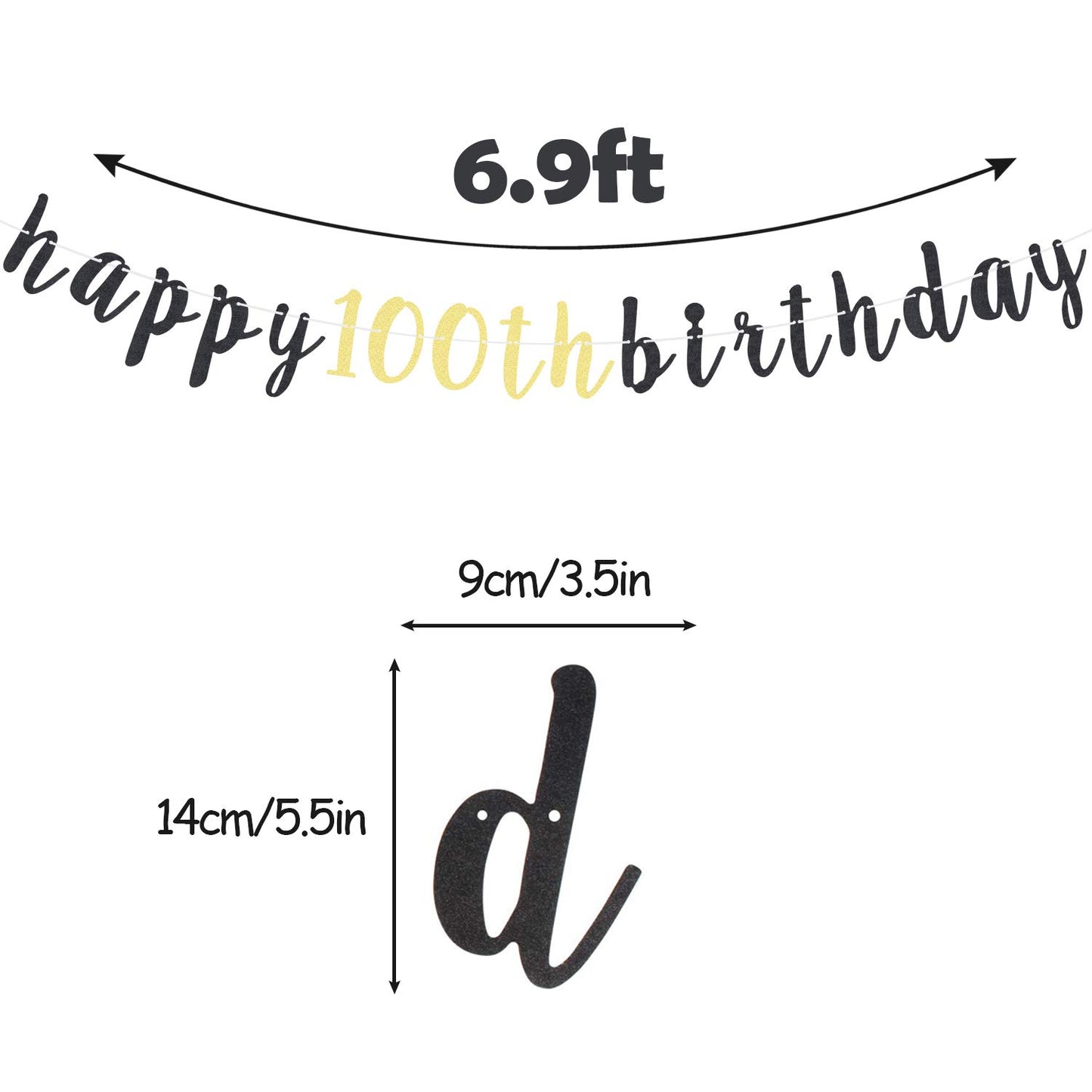 Lingteer Happy 100Th Birthday Party Decorations,100Th Birthday Glitter Garland Banner - Cheers To 100 Years Old Bday Party Backdrop Decoration Sign.