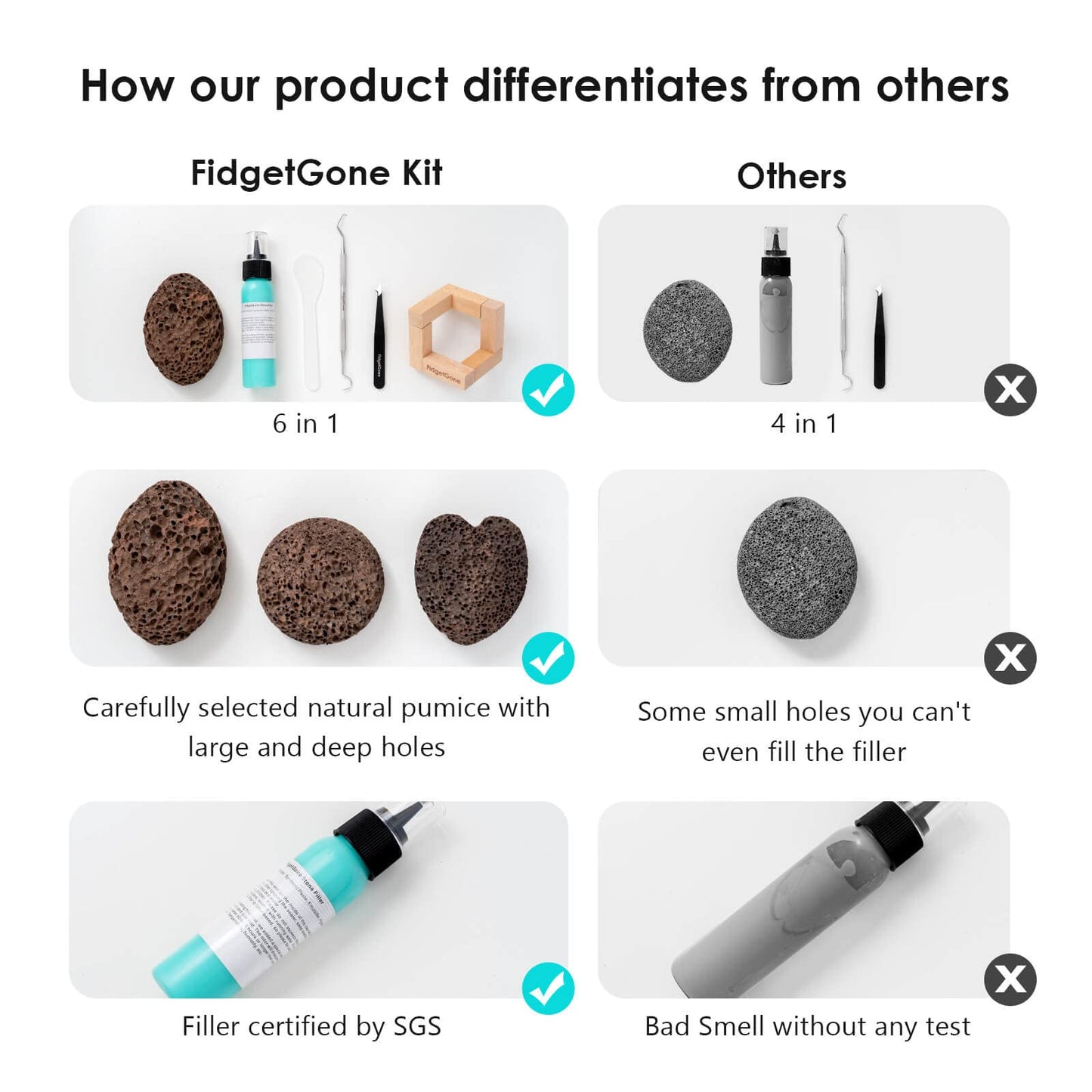 Pick Stone For Anxiety Relief, Pick Peel Calming Stone, Reduce Stress Fidget Picky Stone Kit With Display Stand For Dermatilloma