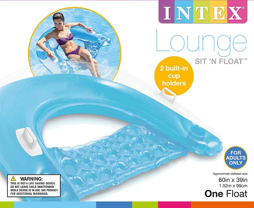 Intex Sit N Float Classic Inflatable Raft Swimming Pool Lounge (True Blue Lounge)