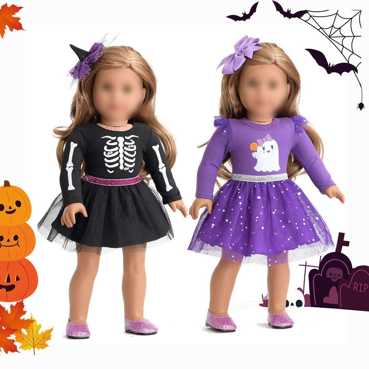 Sweet Dolly Doll Clothes Set, Doll Shoes &Accesories Included, 18 Inches Doll Halloween Costume Party Dress For American 18 Inch Doll