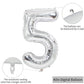 Toniful 40 Inch Silver Large Numbers Balloons 0-9, Number 5 Digital 5 Helium Balloons, Foil Mylar Big Number Balloons For Birthd