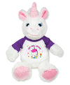 Flutter Hut Get Well Soon Unicorn Plush Pink Sparkles Message T-Shirt Purple Sleeves 8 Inches