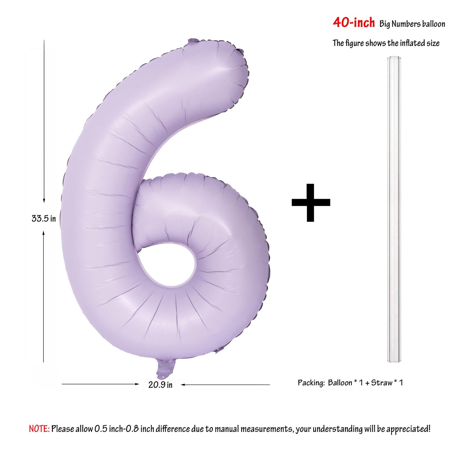 40 In Matte Purple Number Balloons Helium Foil Mylar Balloon Birthday Party Banquet Decoration Digital 6