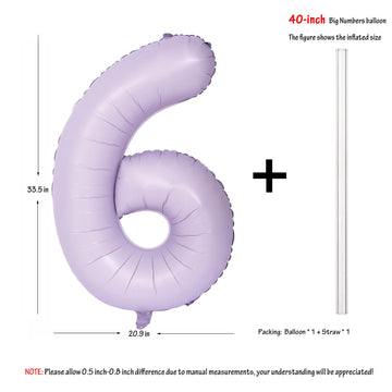 40 In Matte Purple Number Balloons Helium Foil Mylar Balloon Birthday Party Banquet Decoration Digital 6